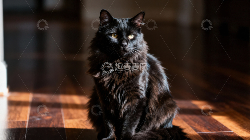 高清大图下载【趣麦麦图】可爱黑猫044