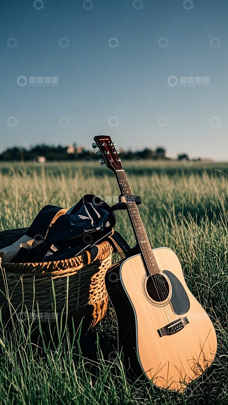 高清大图下载【趣麦麦图】田园吉他休闲风光