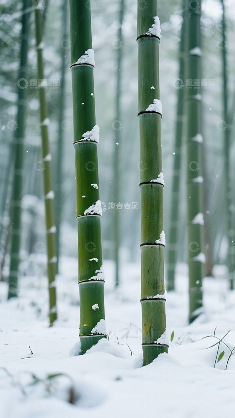 高清大图下载【趣麦麦图】雪竹静谧风光摄影作品
