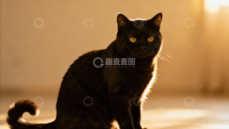 高清大图下载【趣麦麦图】可爱黑猫094