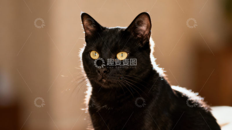 高清大图下载【趣麦麦图】可爱黑猫068