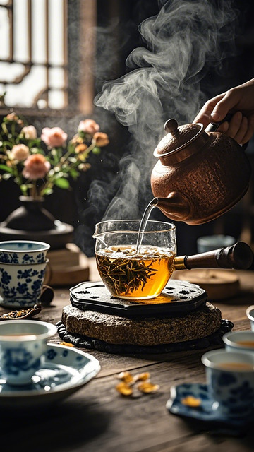 古风茶道茶壶倒茶场景