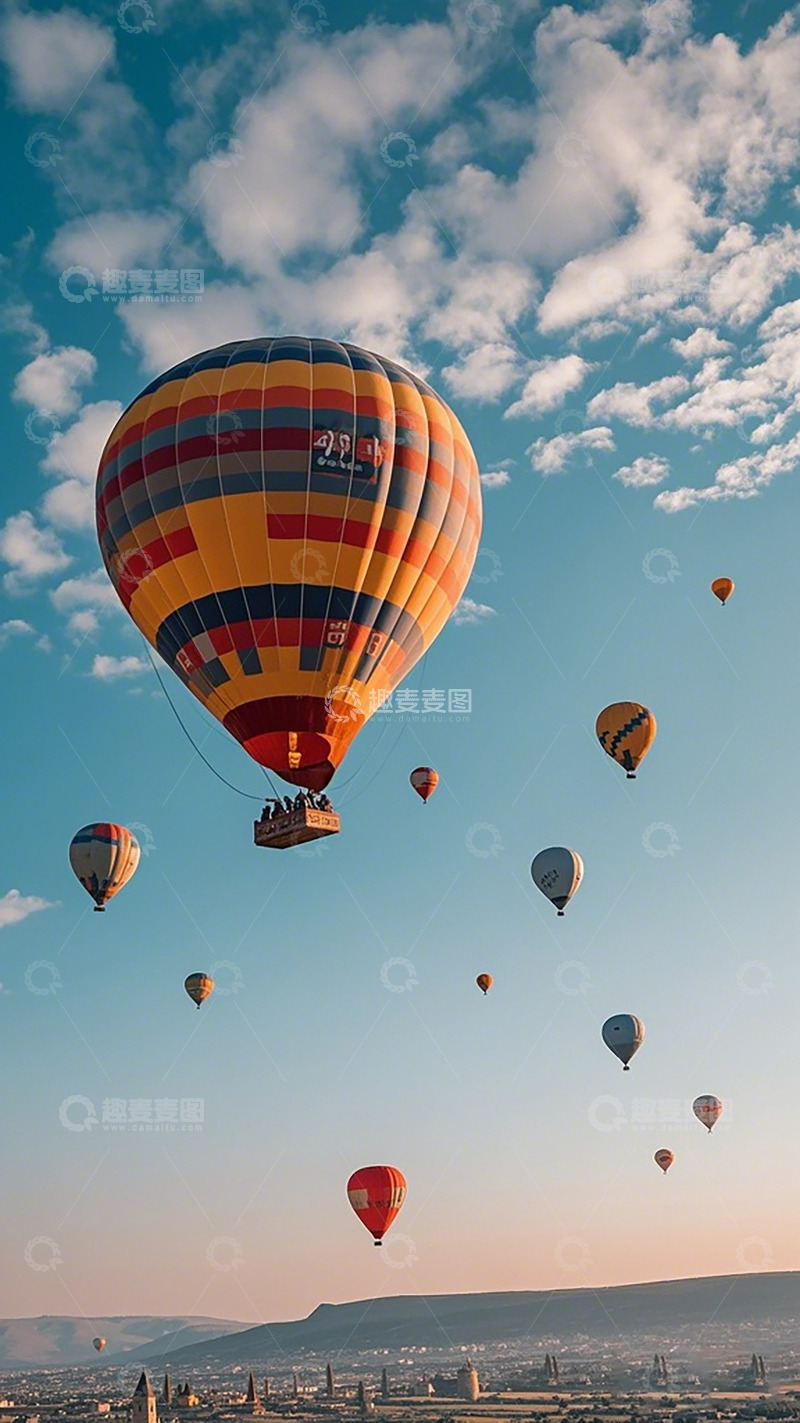 高清大图下载【趣麦麦图】热气球蓝天飞舞风光摄影