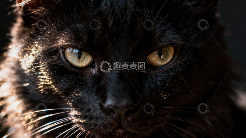 高清大图下载【趣麦麦图】可爱黑猫081