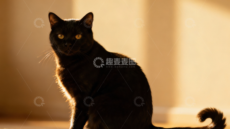高清大图下载【趣麦麦图】可爱黑猫069