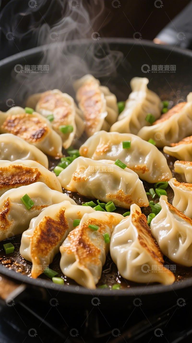 高清大图下载【趣麦麦图】锅煎饺子美食特写