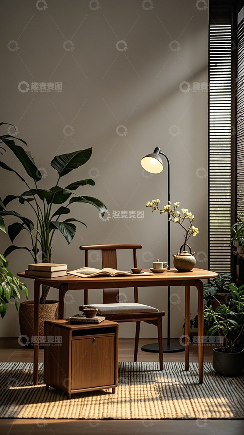 高清大图下载【趣麦麦图】简约日式书桌布置