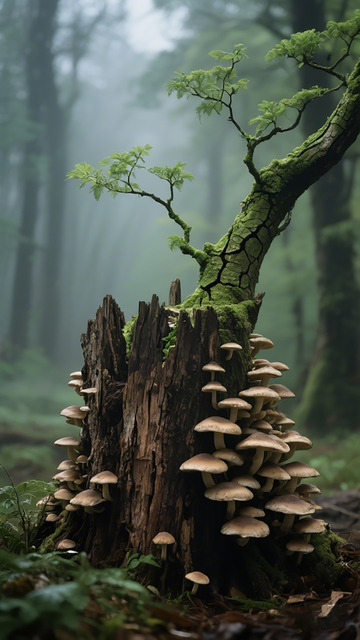 森林蘑菇青苔景观摄影