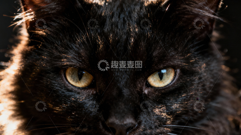 高清大图下载【趣麦麦图】可爱黑猫093