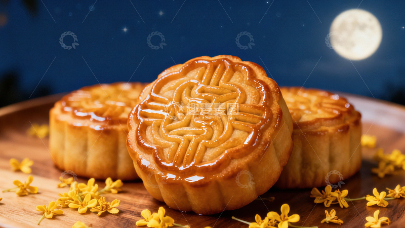 高清大图下载【趣麦麦图】中秋节月饼背景137