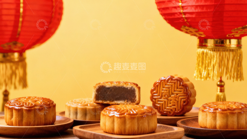高清大图下载【趣麦麦图】中秋节月饼背景140