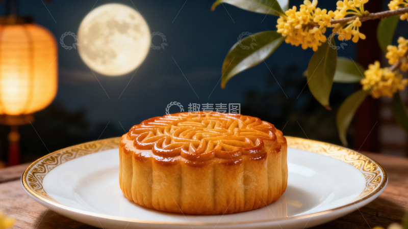 高清大图下载【趣麦麦图】中秋节月饼背景125