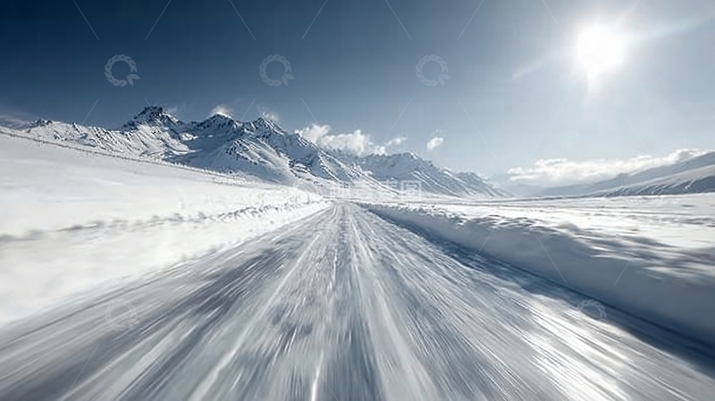 高清大图下载【趣麦麦图】雪山公路飞驰风光摄影
