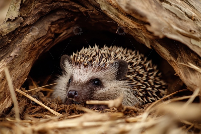 高清大图下载【趣麦麦图】洞穴里的一只小刺猬