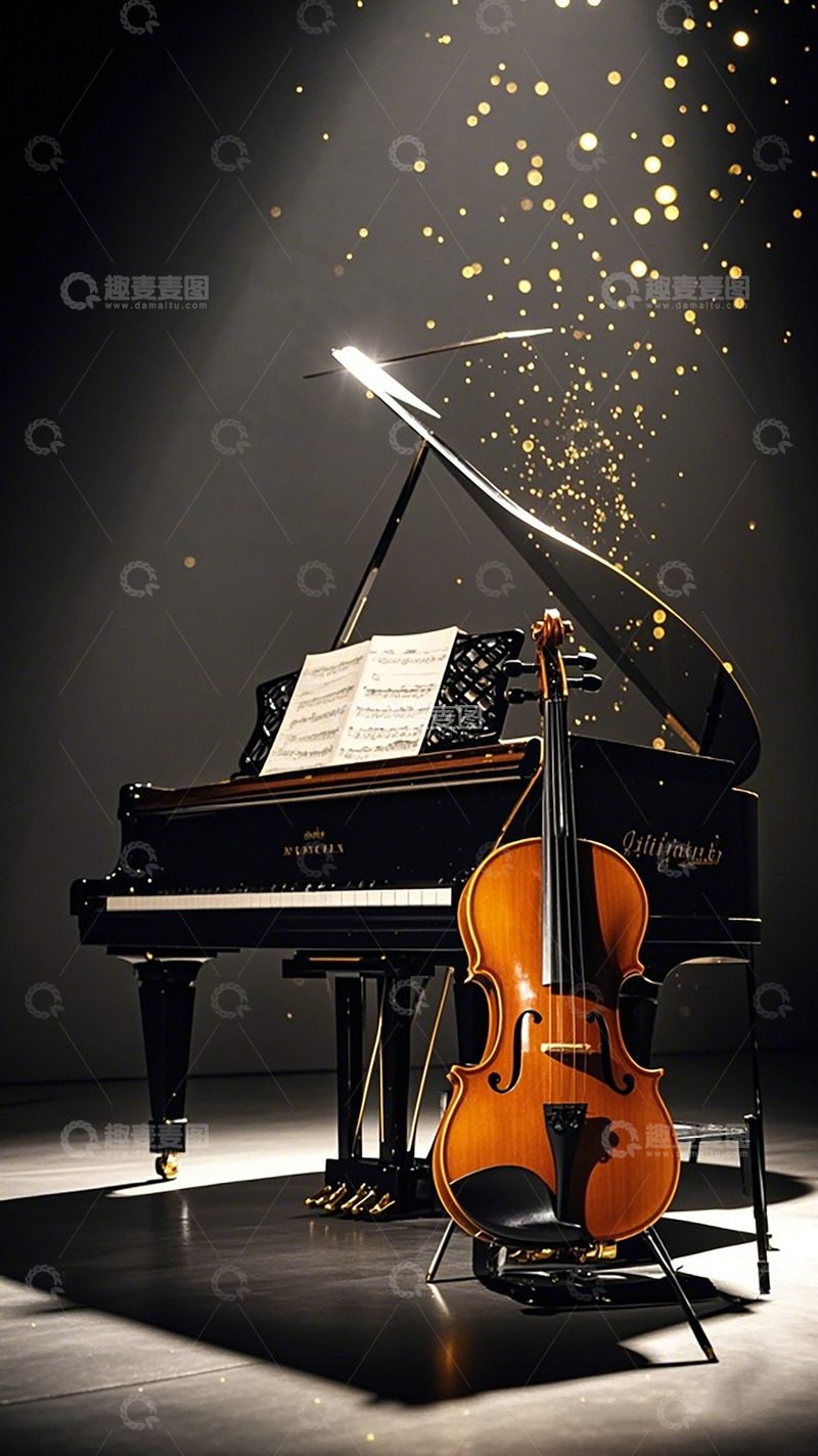 高清大图下载【趣麦麦图】音乐艺术钢琴小提琴摄影