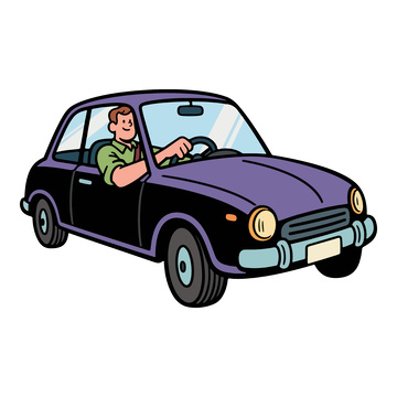 卡通风格驾驶场景插画