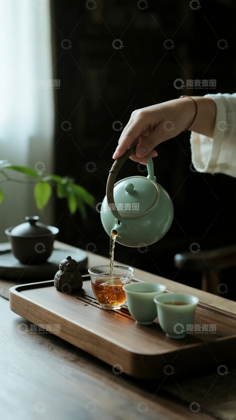 高清大图下载【趣麦麦图】禅意茶道品茗瞬间