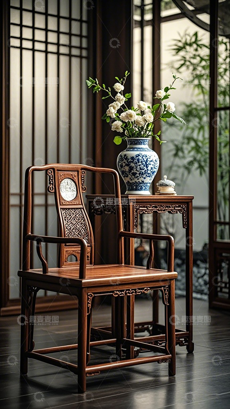 高清大图下载【趣麦麦图】中式古典家具花瓶摆设