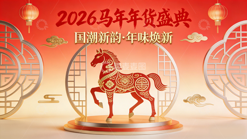 高清大图下载【趣麦麦图】2026马年年货盛典宣传图