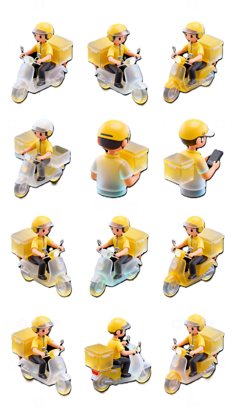 高清大图下载【趣麦麦图】外卖员玩具模型