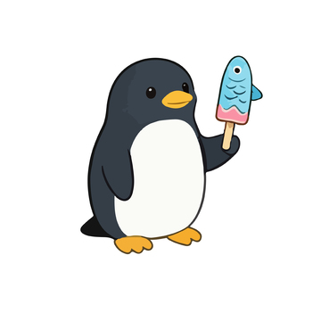 可爱企鹅冰淇淋卡通插画