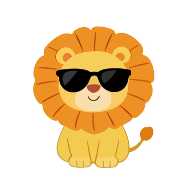 卡通狮子墨镜可爱插画