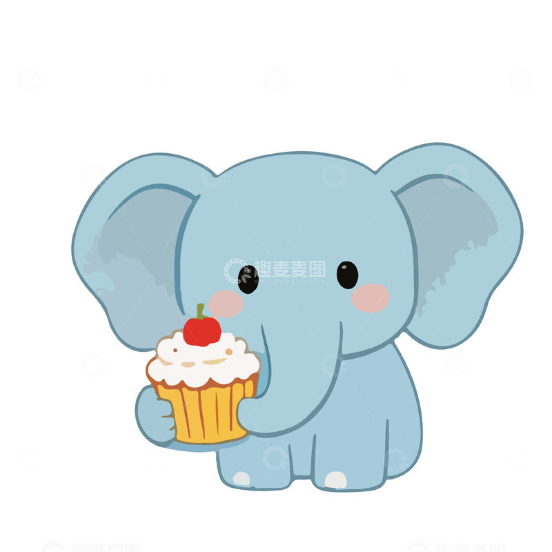 源文件下载【趣麦麦图】卡通大象蛋糕矢量图