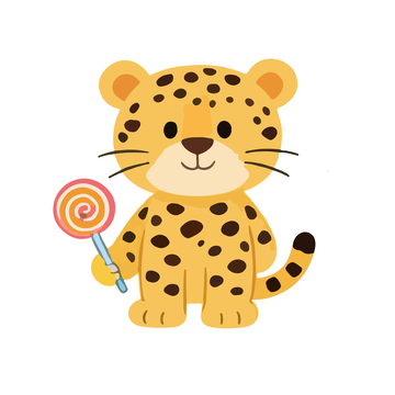 卡通豹猫糖果插画设计素材