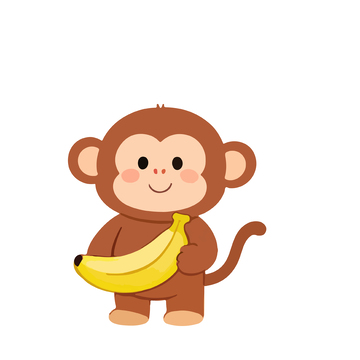 可爱卡通猴子香蕉矢量图