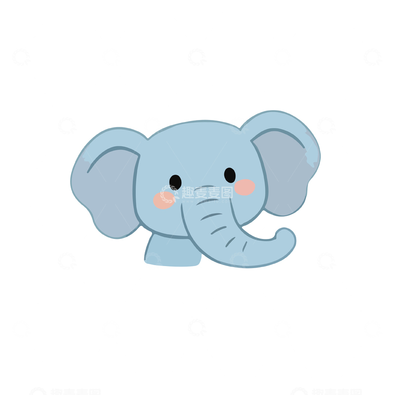 源文件下载【趣麦麦图】-卡通大象头像图案设计素材