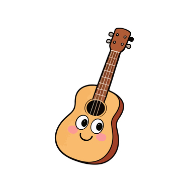卡通吉他表情创意设计插画