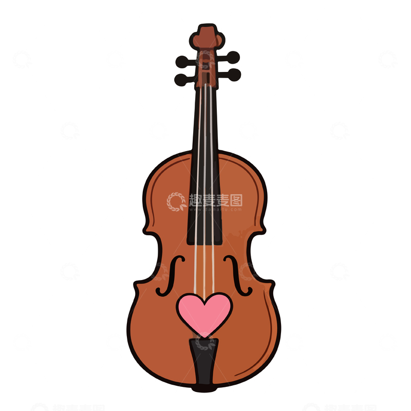 源文件下载【趣麦麦图】卡通小提琴心形图案插画