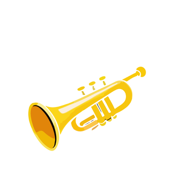 卡通金色小号音乐器材矢量素材