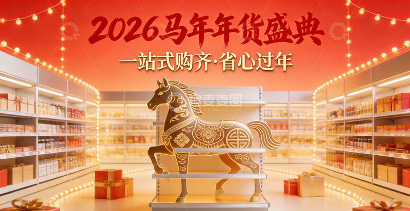 高清大图下载【趣麦麦图】年货盛典马年装饰图片