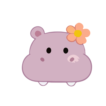 可爱河马卡通形象插画