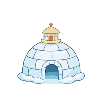 卡通冰屋雪景插画素材