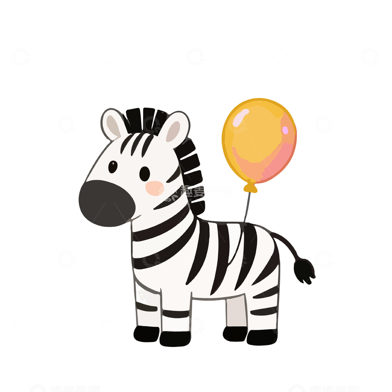 源文件下载【趣麦麦图】卡通斑马气球插画