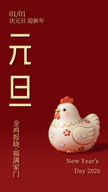 喜庆鸡年新年贺卡设计