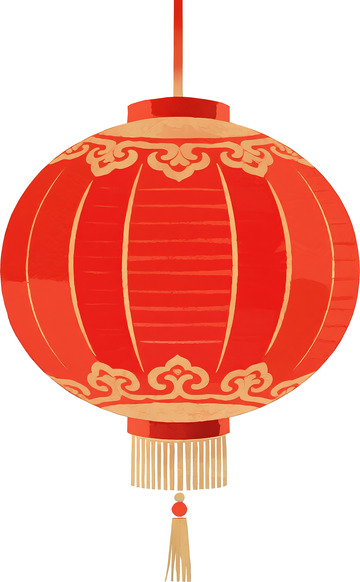 AICG红色喜庆圆形大灯笼装饰素材