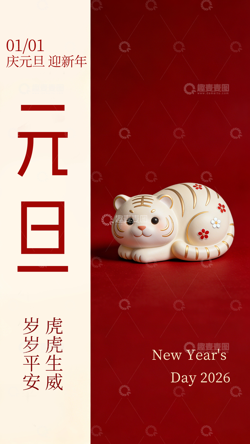 源文件下载【趣麦麦图】新年贺卡虎年吉祥生肖