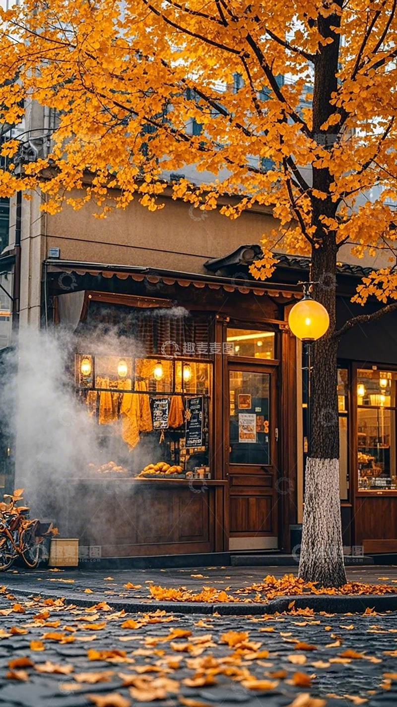 高清大图下载【趣麦麦图】秋意浓浓街边小店