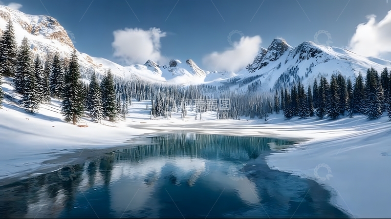 高清大图下载【趣麦麦图】冬季新疆雪山雪原湖水风景照片