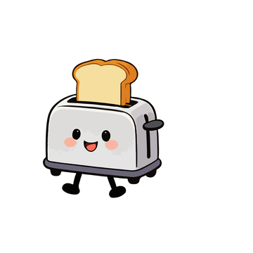 可爱卡通烤面包机插画