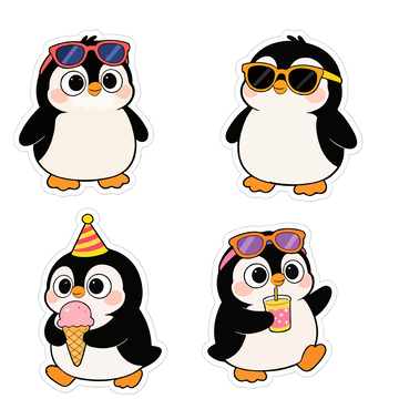 卡通企鹅夏日贴纸