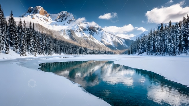 高清大图下载【趣麦麦图】新疆冬季雪山雪原湖水风景照片