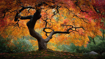 秋意浓郁枫叶树