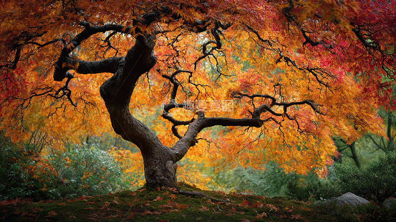 高清大图下载【趣麦麦图】秋意浓郁枫叶树