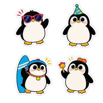 卡通企鹅贴纸设计素材