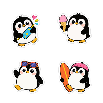 可爱企鹅卡通贴纸