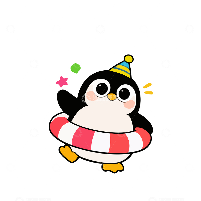 源文件下载【趣麦麦图】卡通企鹅生日派对插画